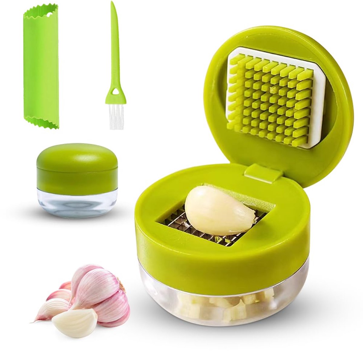 Ibenzoa® Complete set voor knoflook en gember met pers, schiller en borstel