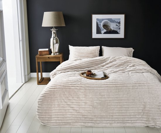Rivièra Maison Furry Stripes dekbedovertrek - Eenpersoons - 140 x 200/220 cm - Gebroken wit van Merkloos — afbeelding 5