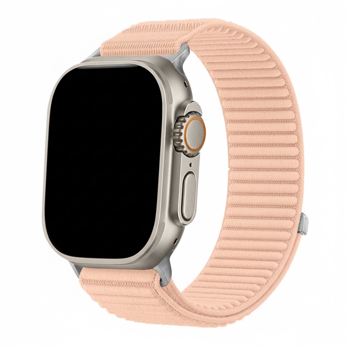 Nylon bandje - geschikt voor Apple Watch series 1/2/3/4/5/6/7/8/9/10/11/ SE (1,2,3) / Ultra (1,2,3) met maat 44 mm / 45 mm / 46 mm / 49 mm - klittenband sluiting - roze