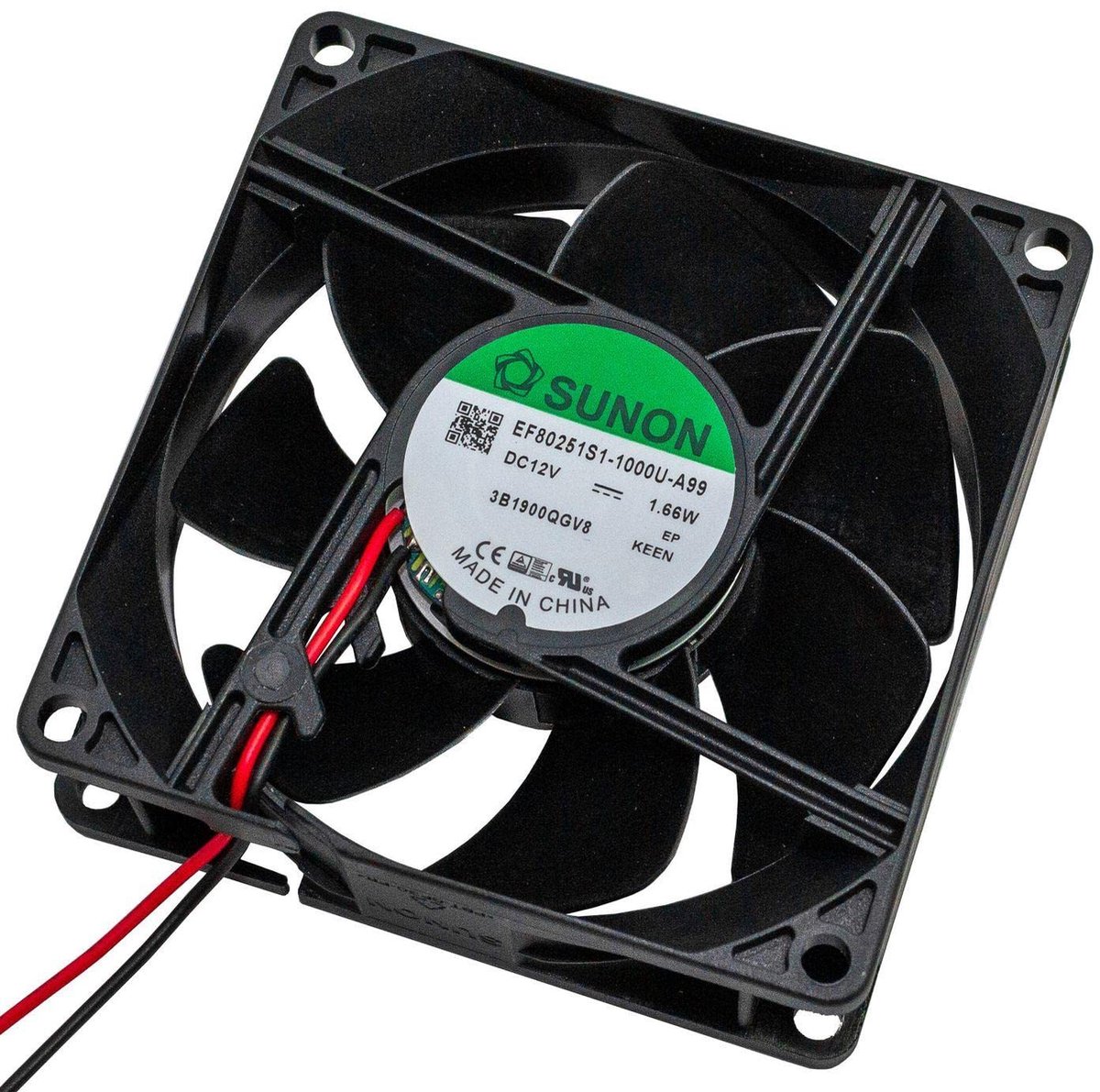 12V DC Axiale Ventilator 80x80x25mm 1,44W voor Luchtstroom tot 69,6m³/h