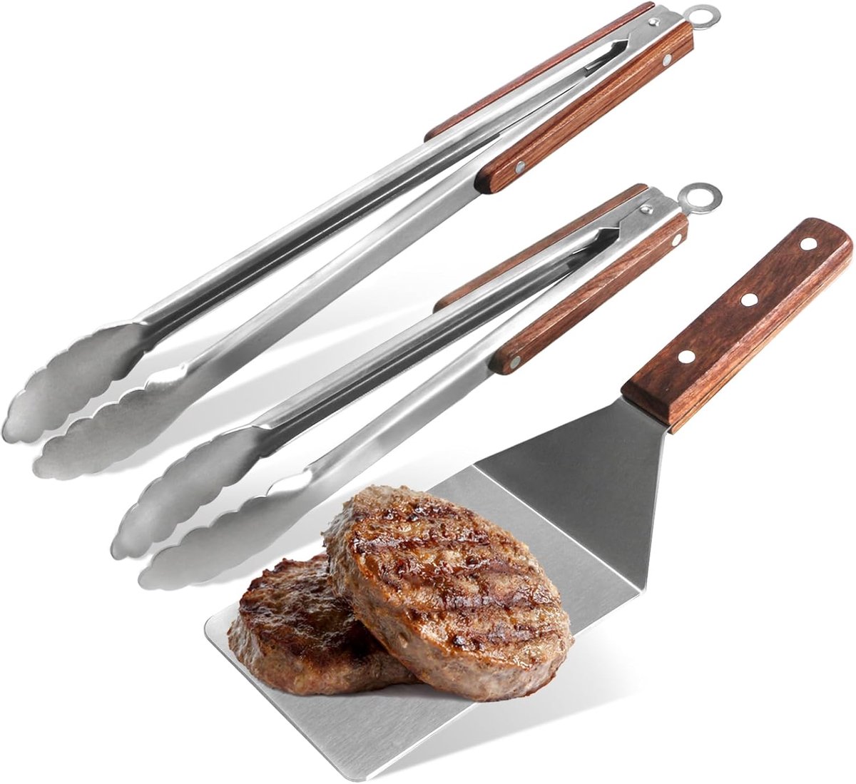 Lange roestvrijstalen grilltang en spatel set voor BBQ en keuken