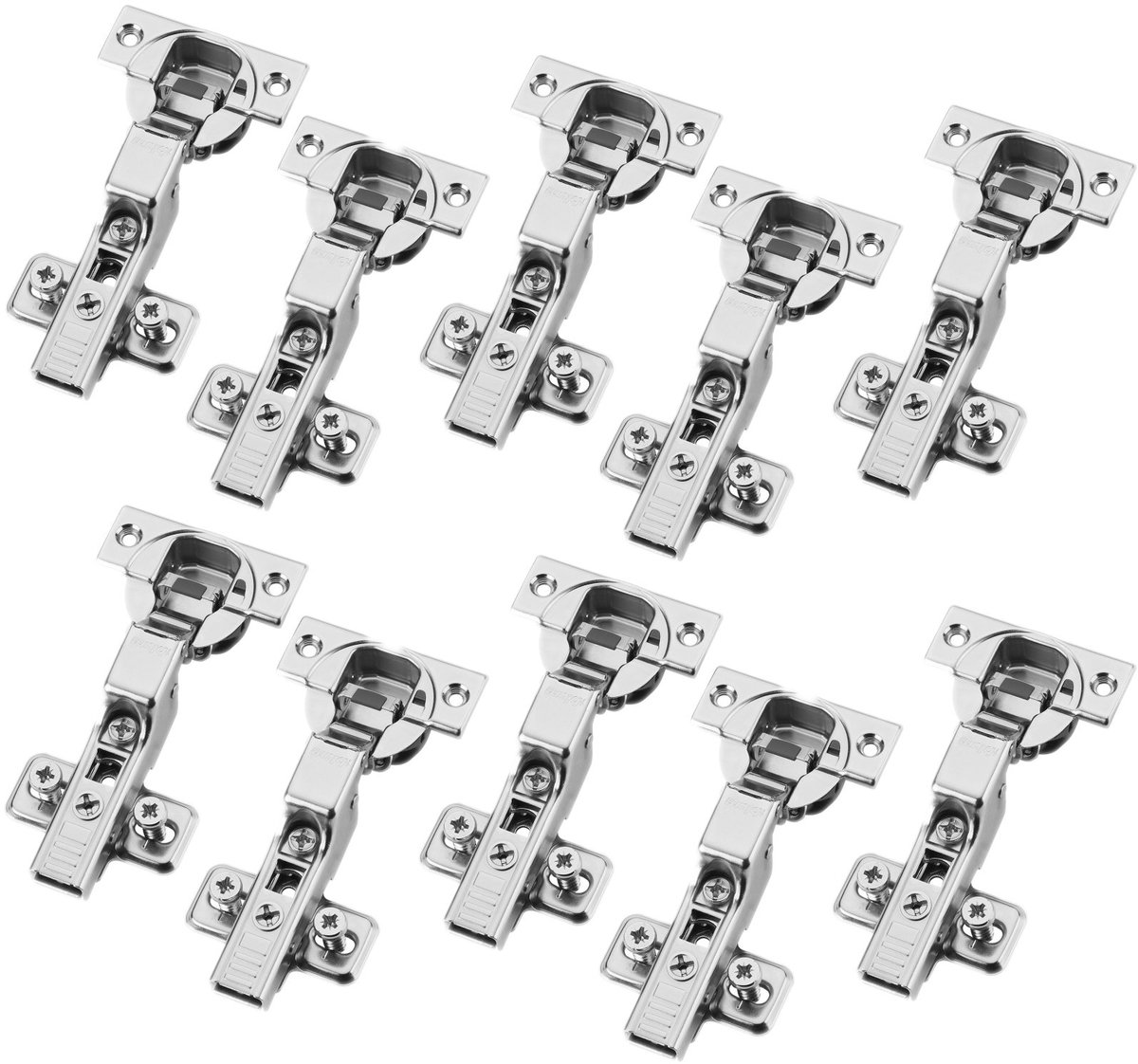 Set van 10 BLUM middenscharnier 71B3650 110° met automatische sluiting incl. montageplaat 173L8100 en systeemschroeven