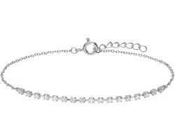 Lucardi Dames Zilveren tennisarmband met zirkonia - Armband - 925 Zilver - Zilver - 21 cm