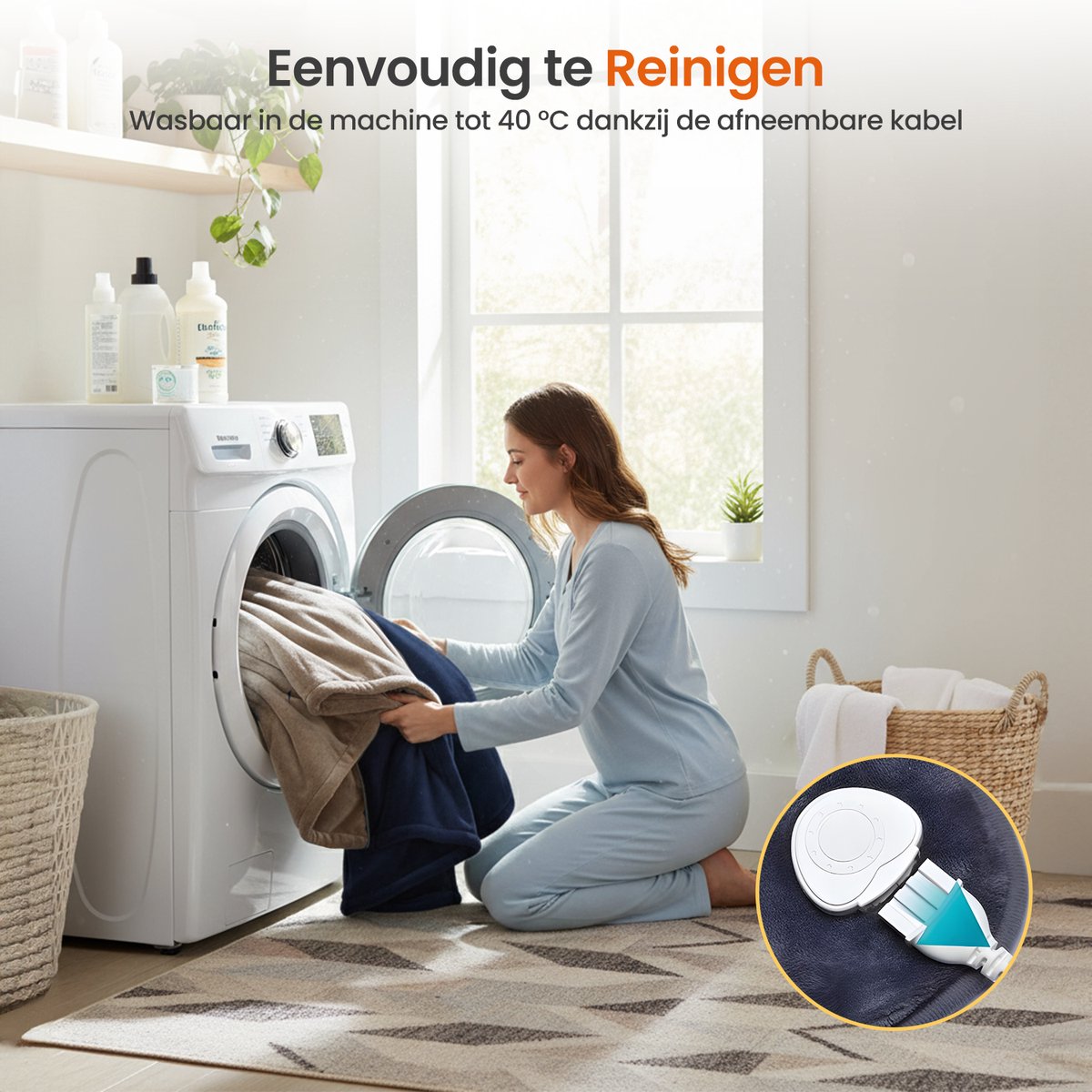 Goliving Elektrische Fleece Plaid - Warmtedeken - Verwarmende Fleecedeken - Elektrische Deken - 3 Warmtestanden - Machinewasbaar - 120 Watt - 2.5 Meter Snoer - Sherpa Flanel - 160 x 120 cm - Blauw – foto 6