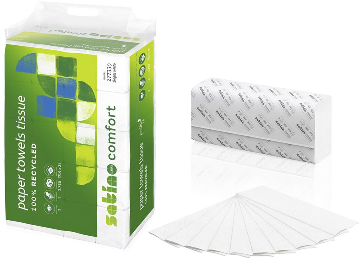Satino handdoekpapier Comfort 2-laags wit 206x240mm