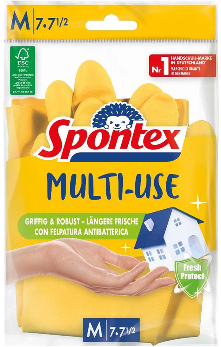 Spontex latex handschoenen multi-use maat L geel