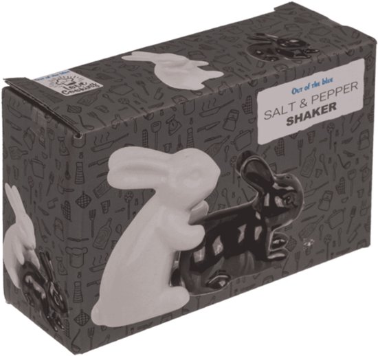 Peper- en zoutstel konijnen - Keramiek - Set van 2 - Glanzend zwart en wit - 11 x 4,5 x 8 cm - Inclusief luxe cadeauverpakking - Perfect voor housewarmings, verjaardagen en tafelstyling — afbeelding 4