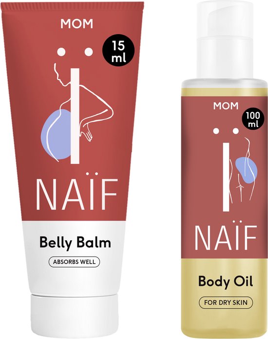 Naïf - Buikbalsem & Lichaamsolie - Zwangerschap - Zonder Microplastics & Minerale Olie - Kalmerend - 150ml+100ml
