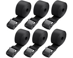 TOVBMUP 6-pack - Korte spanbanden - 1 meter - Verstelbaar - Clipsluiting - voor motorfietsen, bagage, kamperen - Zwart