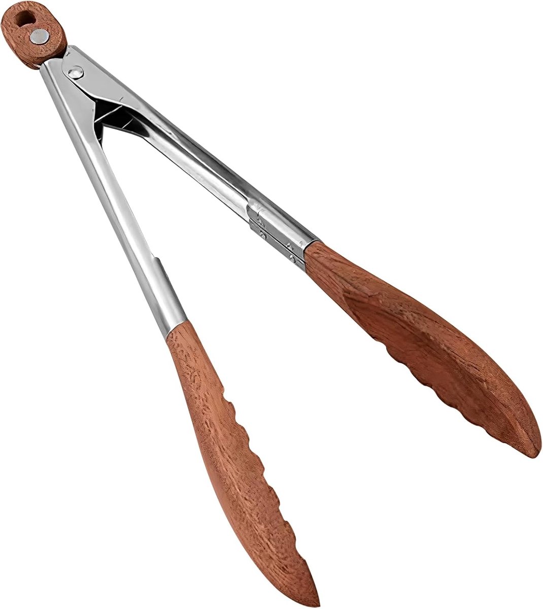 Keuken Tang 30 cm – Hittebestendige en Duurzame Houten Brood- & Grill Tang, RVS Keukentang, Antibacterieel, Perfect voor Koken, Barbecue en Serveren