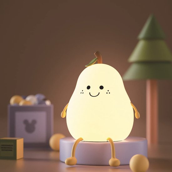 Foto: Schattig siliconen nachtlampje voor kinderen dimbare peervormige lampen kawaii kamerdecoratie fruitnachtlampje voor baby s en peuters