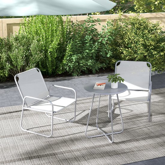 GIANTEX Tuinmeubelset, 3-delig, 2 stoelen van gevlochten rotan met inklapbare rugleuning en kussens, rechthoekige tafelset voor terras, tuin en balkon
