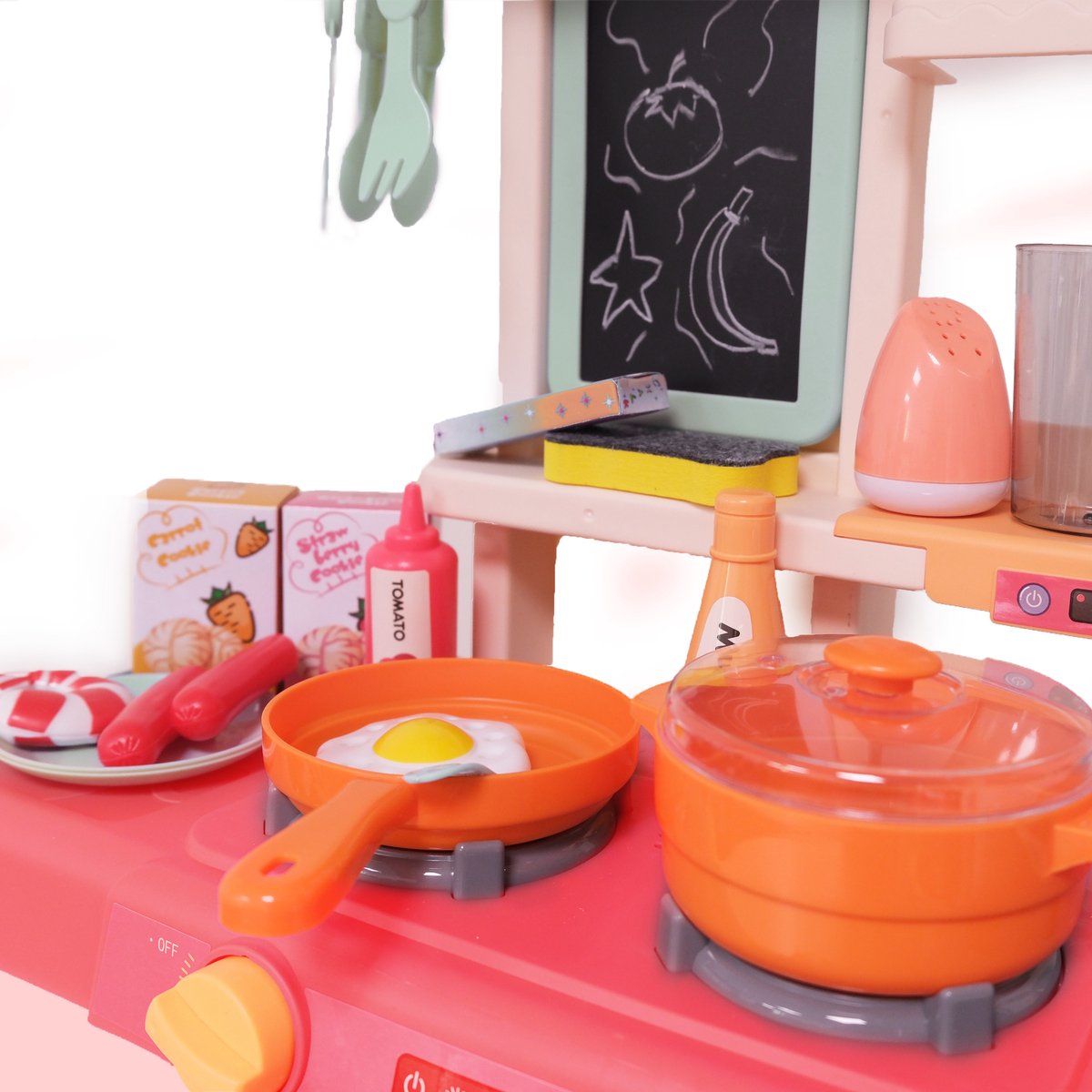 Zoem Mini Kinderkeuken Roze – Stoom & Kookgeluid – Compleet met Accessoires & Keukengerei – Speelgoedkeuken voor Peuters — afbeelding 2
