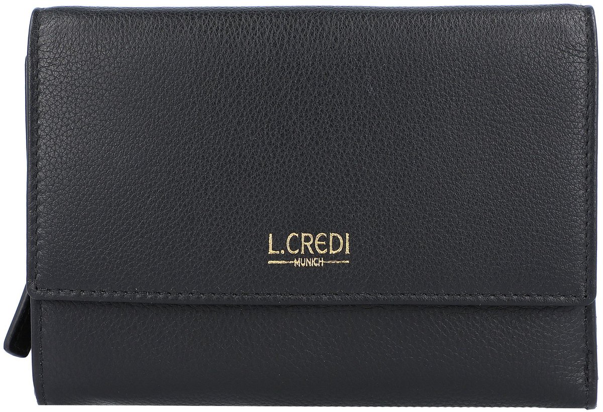 L.CREDI Evelyn Portemonnee RFID Leer 14,5 cm - Dames - Horizontaal - schwarz