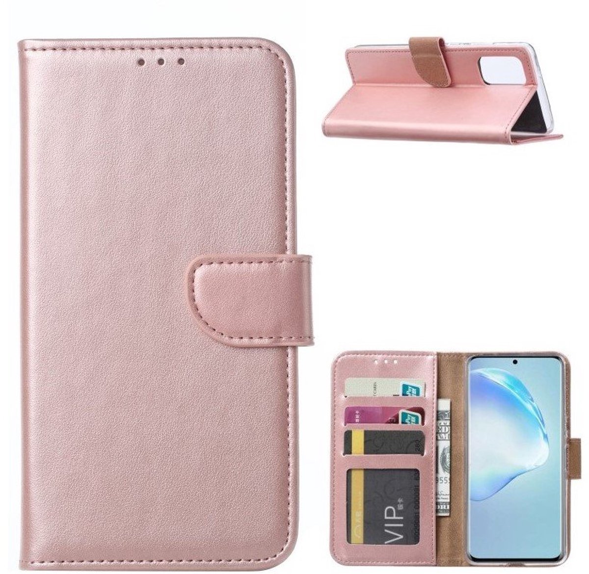 Cityhoesje – Geschikt voor – Samsung S25 Ultra – Pasjeshouder – Roségoud