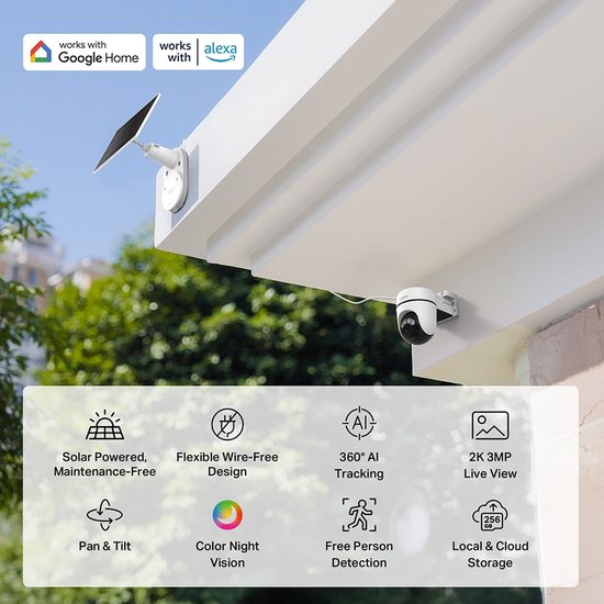 Tapo C610 KIT beveiligingscamera buiten met zonnepaneel - 2K 3MP - IP65 - AI detectie -Wifi Camera van Merkloos — afbeelding 3
