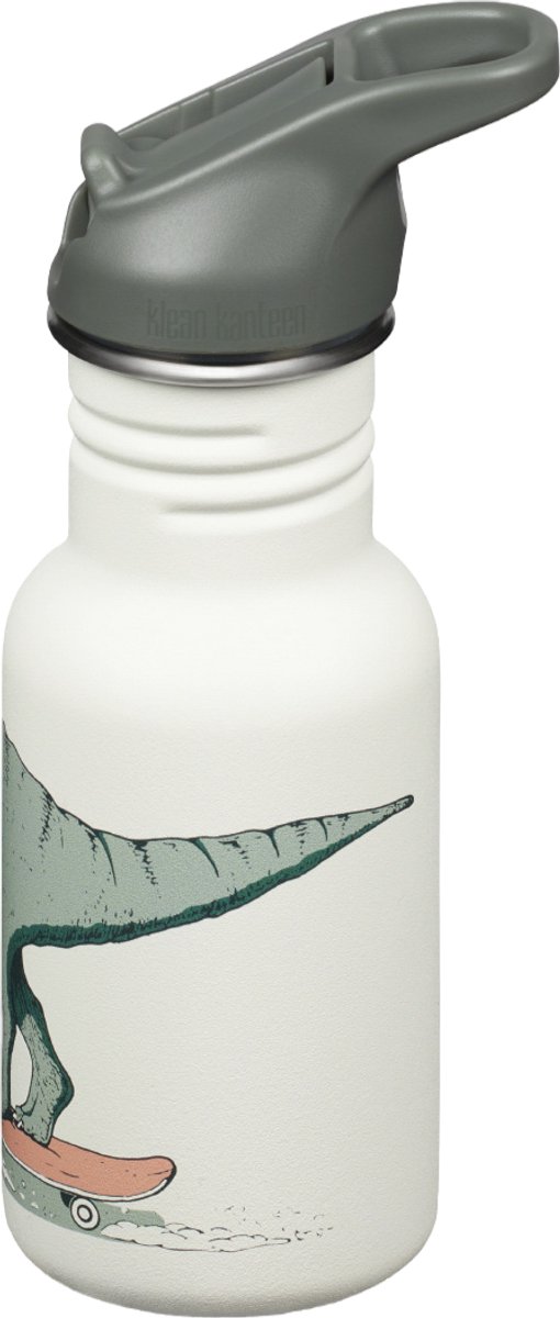 Klean Kanteen Kid Kanteen Classic 355ml - Flip Sport Cap Dino Skate White thumbnail 2
