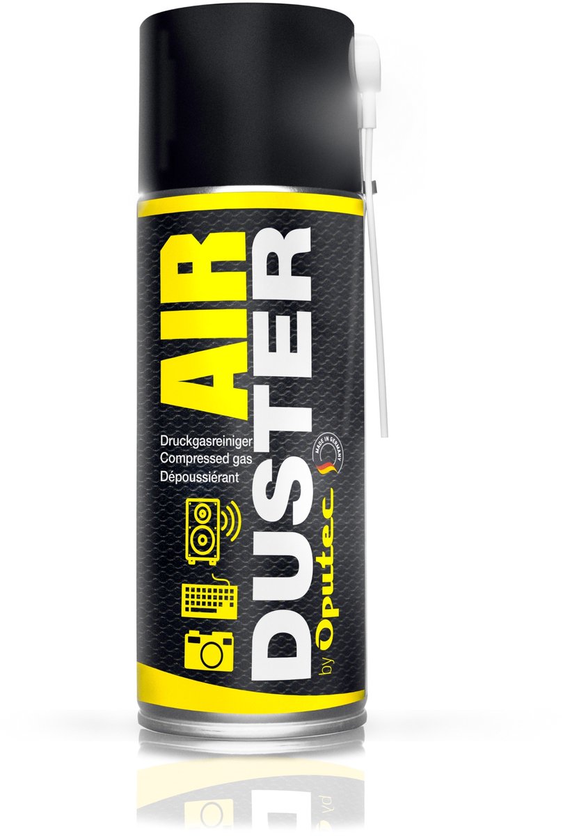 Oputec 1 x 400ml spray – air duster / drukluchtreiniger – toetsenbord reiniger met verlengstuk – Made in Germany