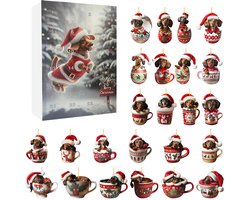 Christmas Dachshund Advent Calendar, 2025 Advent Countdown Calendar Collectible Funny Dog Set Pendant, 24 Days Of Christmas Advent Calendar, Christmas Tree Decoration for Xmas Gifts