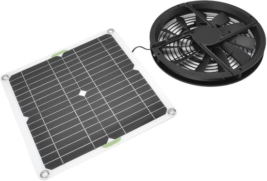 Fewb 100 W ventilator op zonnepaneel, 12 V waterdichte afvoerventilator op zonne-energie voor buiten, doe-het-zelf koelventilatie voor kippenhok, broeikas, hondenhok
