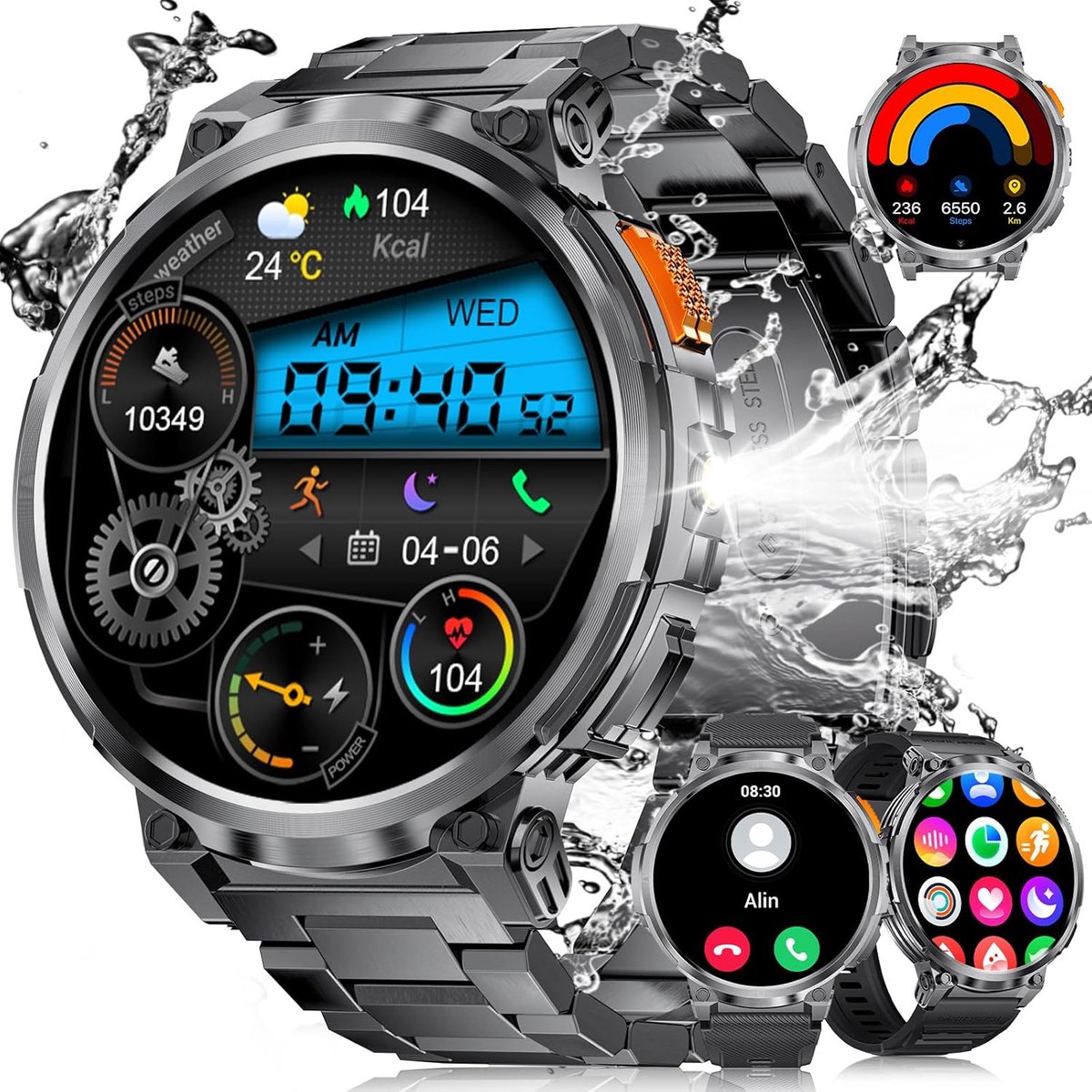 Smartwatch Heren met HD-display en Telefoonfunctie - Fitnesshorloge met 120+ Sportmodi en IP68 Waterdicht