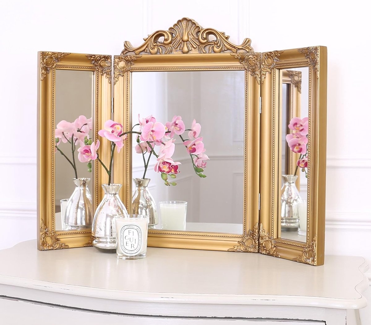Tri Fold Kaptafel Spiegel - Vrijstaande Make-up Spiegel 74cm x 55cm