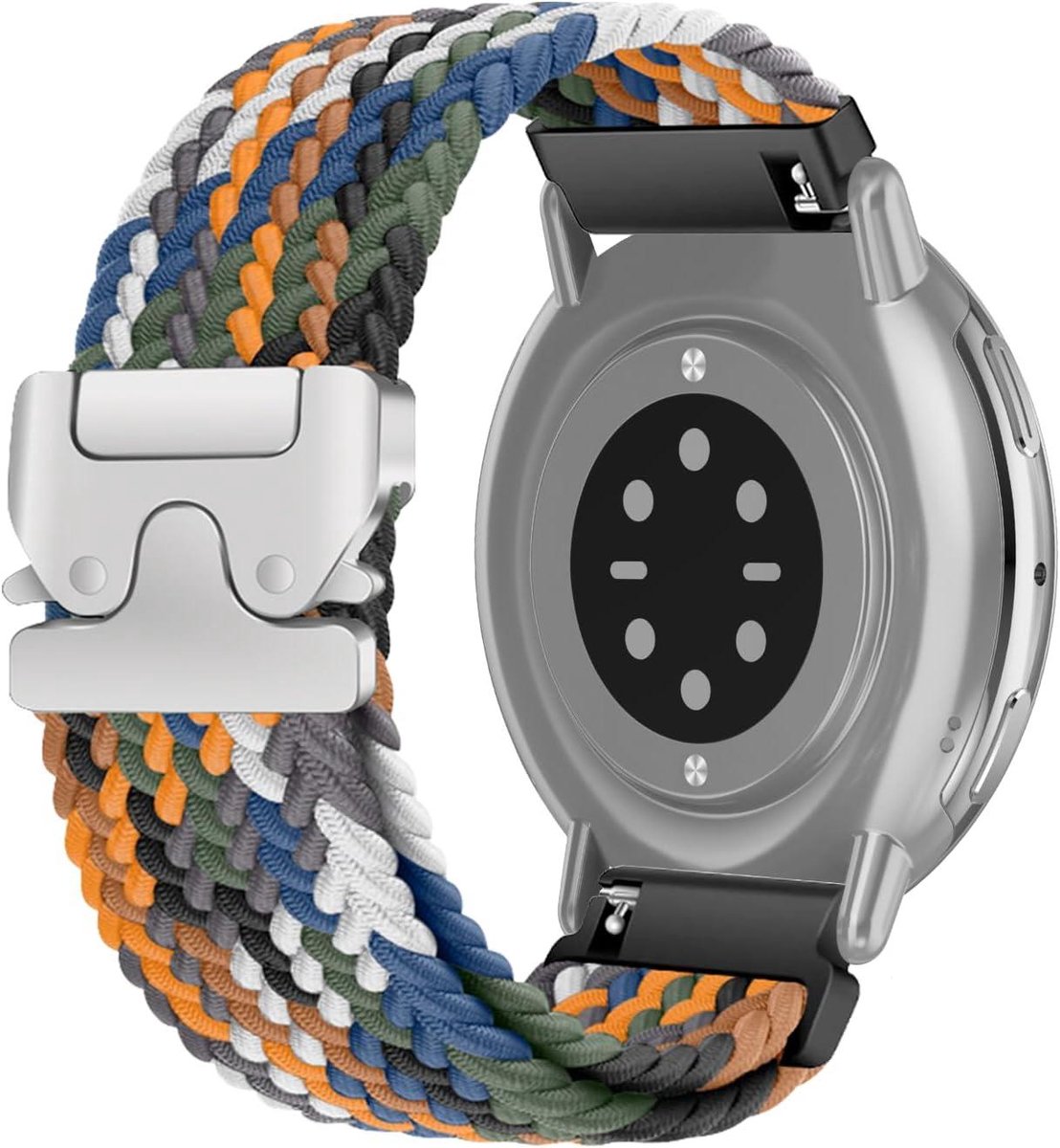 Allecto plus - Nylon armband 20 mm voor smartwatch, ademend en zacht - Amazfit horlogeband vervanging compatibel met diverse modellen - denim bont.