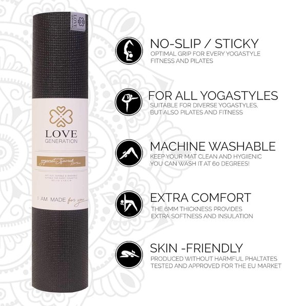 Extra dikke yogamat met print voor yoga, pilates en fitness - Antislip, huidvriendelijk en duurzaam - 183 x 61 x 6 mm — afbeelding 2