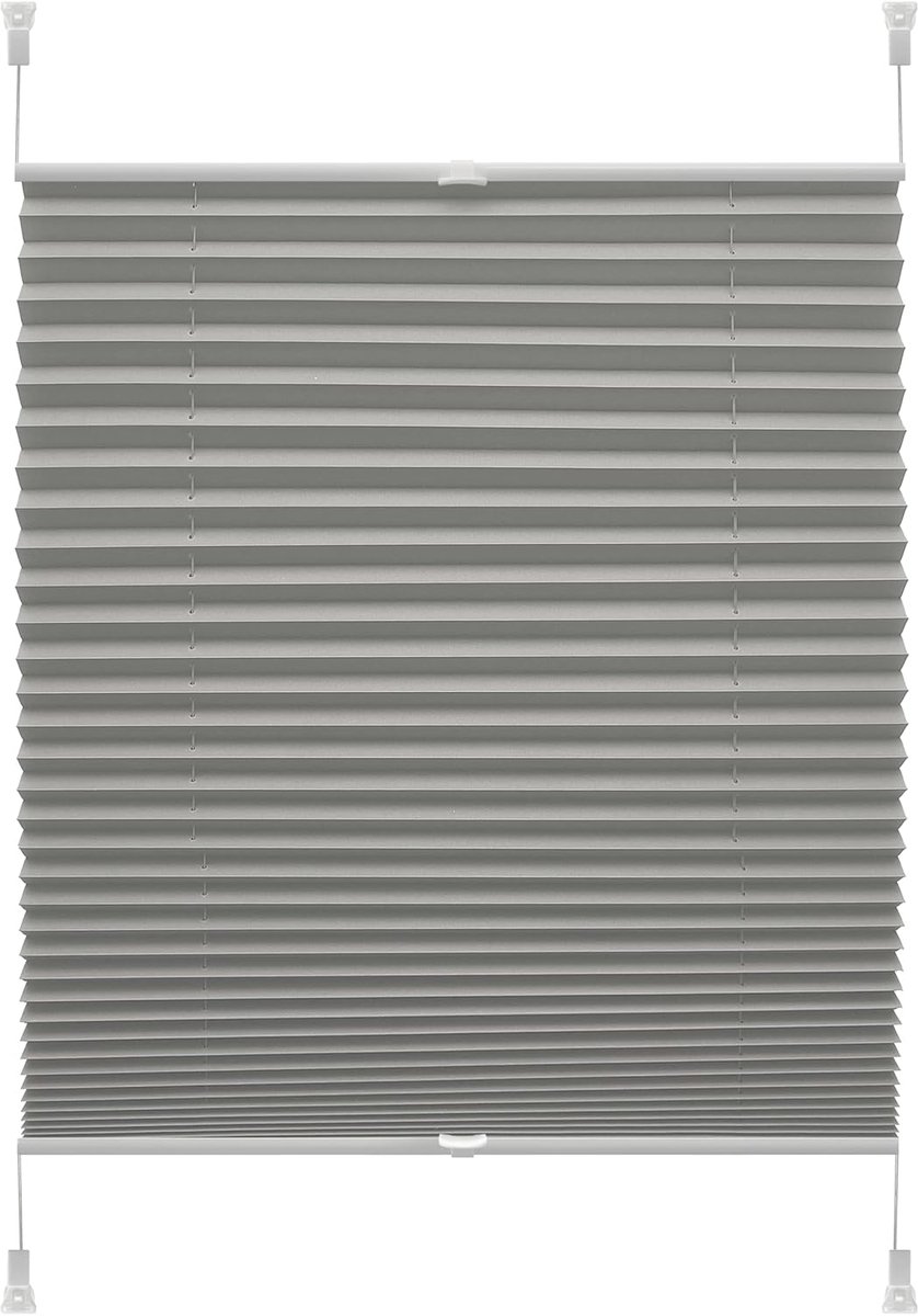 YOURSOL EASYfix Thermoplisse Verona 80 x 150 cm in grijs, plisségordijn zonder boren, 2 bedieningsrails