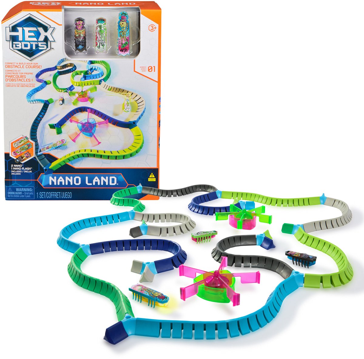 HEX BOTS nano Land, sensorisch speelgoed met meer dan 40 onderdelen en 3 nano-insecten, STEM-sets en minirobotspeelgoed, inclusief batterijen