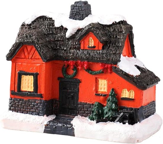 TheLau - Kerstdorp met verlichting, kerstlantaarn, led, werkt op batterijen - Amerikaans kerstdecoratie