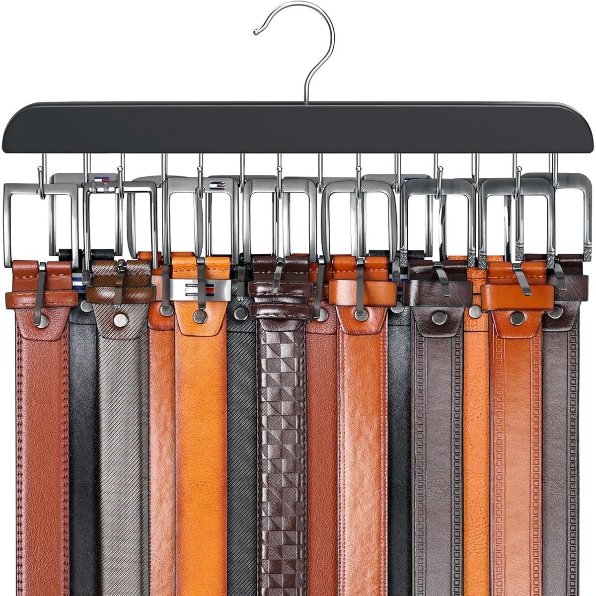 EXCITAT Kledinghanger - Riemorganizer - Garderobekastaccessoire - Houten hanger - met 14 haken - Geschikt voor stropdassen, sjaals, riemen
