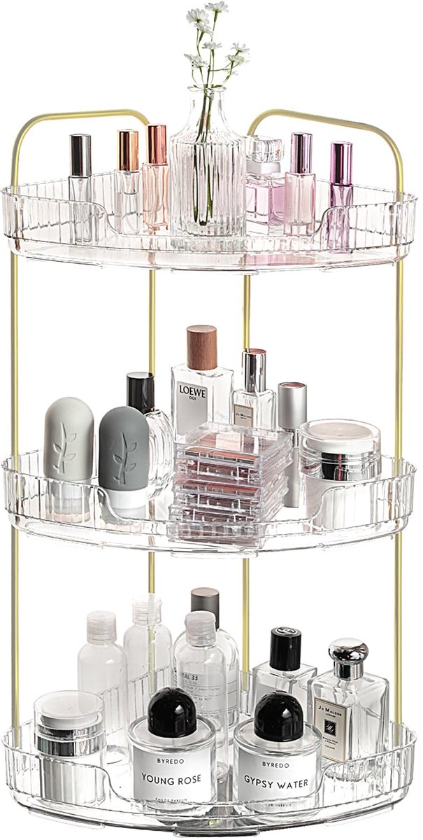 Ibenzoa® Drie-laags transparante make-up organizer voor badkamer en slaapkamer