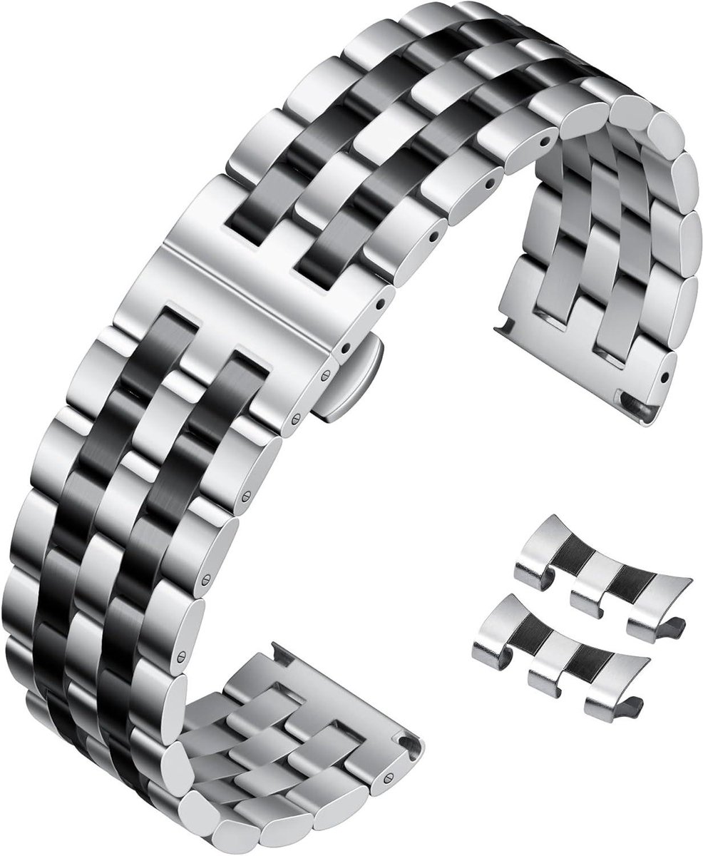 Allecto Plus - Roestvrijstalen Vervangende Metalen Horlogeband voor Mannen en Vrouwen - 18mm 19mm 20mm 21mm 22mm 24mm - Rechte en Gebogen Uiteinden - Duurzame Horlogeband in Verschillende Maten