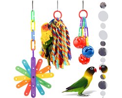 Allecto plus - 4 stuks Vogel Speelgoed Set met Swing en Kauwspeelgoed voor Vogels