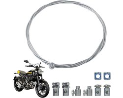 Allecto plus - Universele koppelingskabel Ø 1,5 mm, 1,3 meter met kabelklem - geschikt voor motorfietsen, bromfietsen en crossbikes - gemaakt van robuust verzinkt staal.