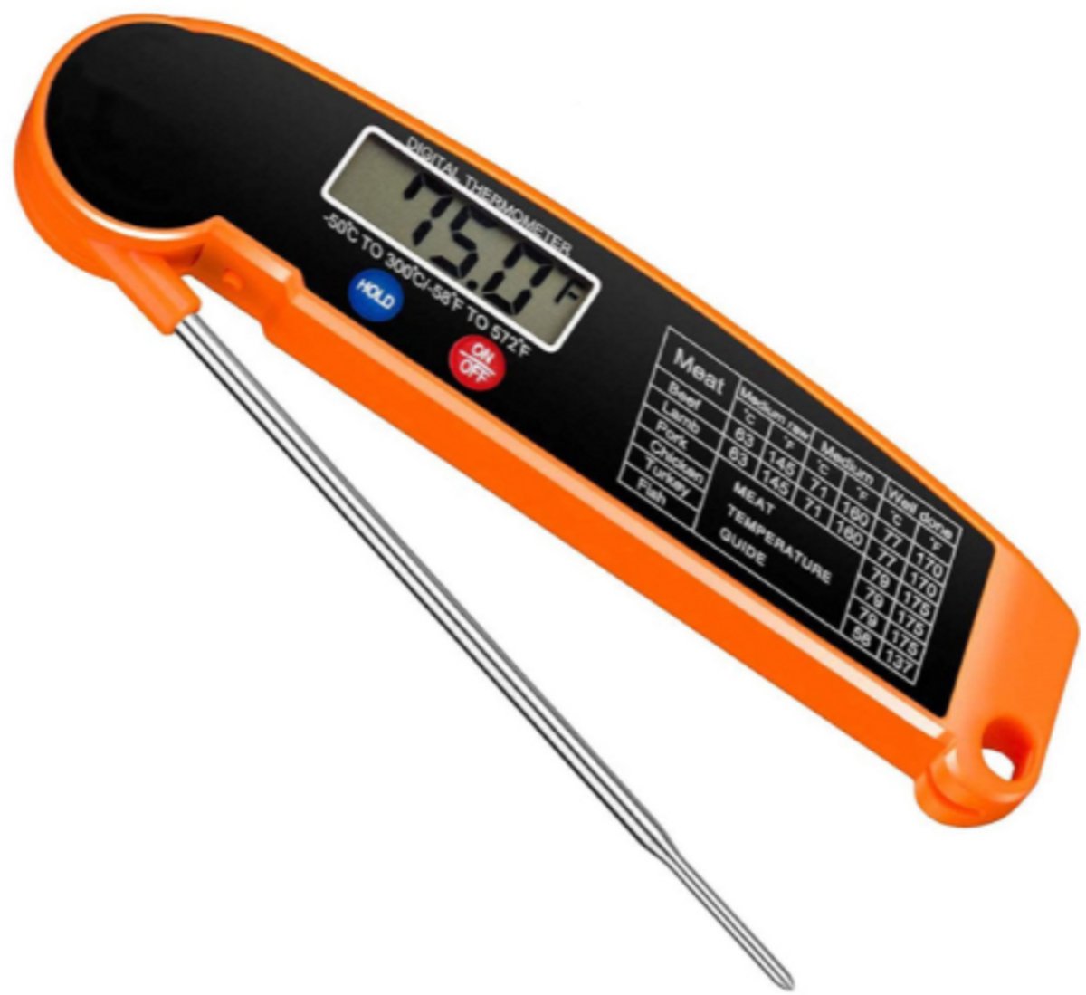 Digitale Keukenthermometer Pro Serie – Voedselthermometer – Direct Afleesbaar – Oranje