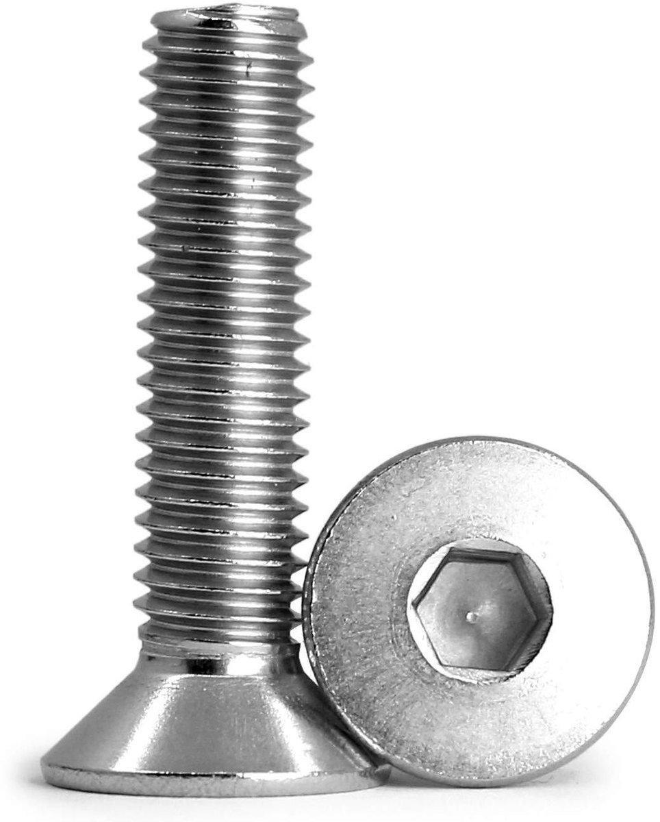 Allecto Plus - 20 stuks M6 x 45 mm roestvrijstalen schroeven met binnenzeskant kop, volledige schroefdraad. Ideaal voor verbinding en bevestiging.