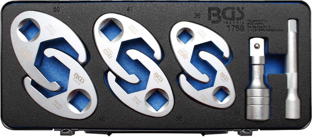 BGS hanenpoot-steeksleutelset aandrijving binnenvierkant 12,5 mm (1/2") / 20 mm (3/4") 8-delig - 1759