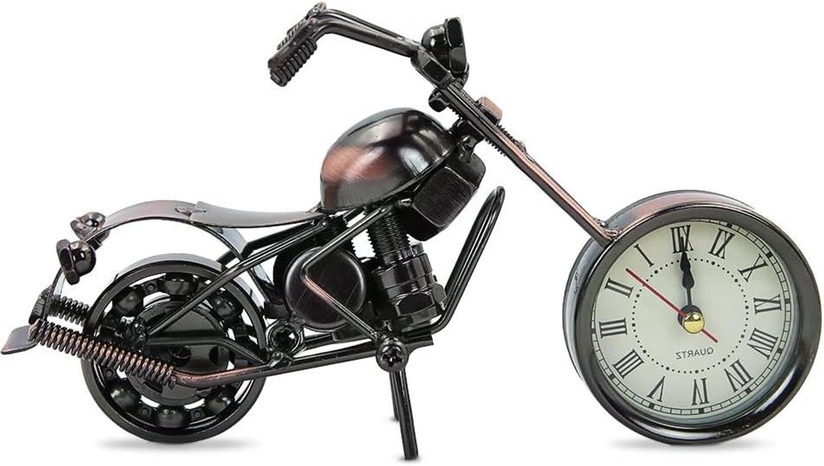 Allecto plus - Retro motorfietsmodel horloge van metaal voor huis en kantoor, decoratief cadeau voor vader en heren motorliefhebbers.