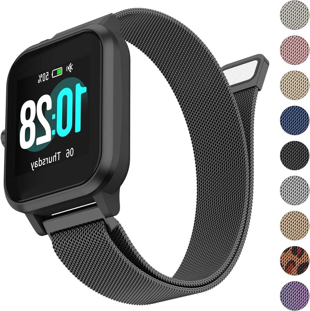 Allecto Plus - Armband Horlogeband Metaal 19mm voor Slimme Horloges - Yamay Fitness, GRV, Willful en Meer