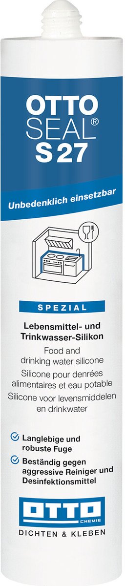 Ottoseal S27 siliconenkit - 310 ml koker - grijs - voor hoge eisen in sanitair en beglazing