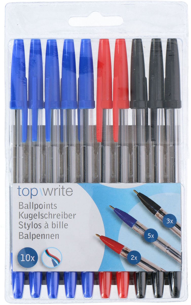Balpennen 3 kleuren - 10 stuks