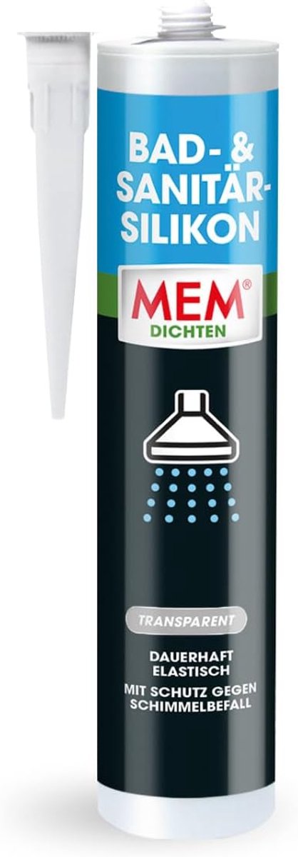 MEM Bouw- & Raamsilicone, Voor aansluit- en dilatatievoegen in de bouw, Voor binnen- en buitengebruik, UV- en weerbestendig, Gebruiksklaar, Oplosmiddelvrij, 300 ml koker, Wit