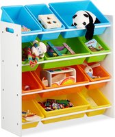 relaxdays speelgoedrek - opbergrek kinderen - speelgoedboxen opbergmeubel speelgoed kleurr XL