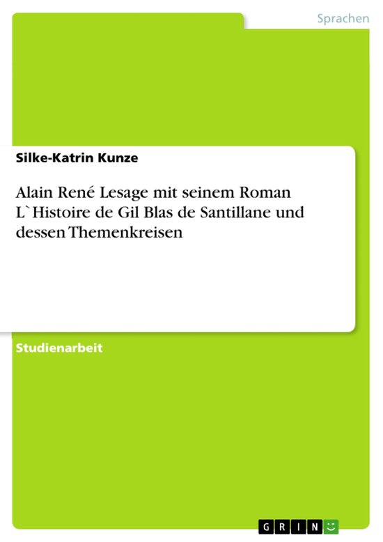Alain Ren� Lesage Mit Seinem Roman  L`Histoire De Gil Blas ... - cover