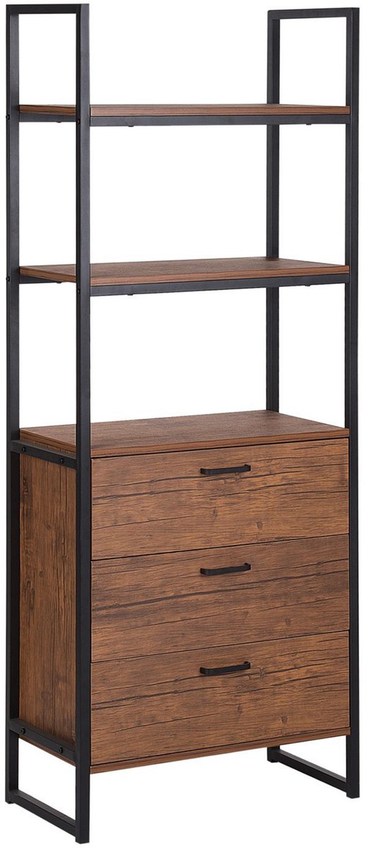 Beliani TIFTON - Boekenkast - Donkere houtkleur - 3 planken- MDF Bruin