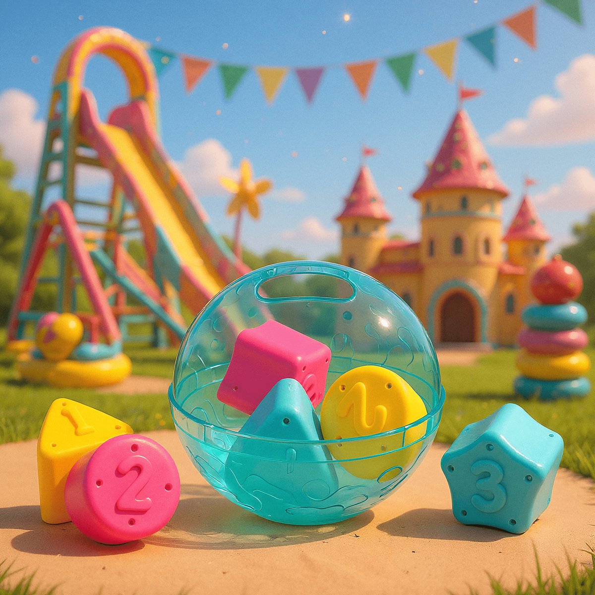 Playgro Roll and Sort Ball - Baby bal - vormsorteerder - Baby speelbal - Speelgoed Baby - Speelgoed 1 jaar - Educatief baby speelgoed - Bal voor baby - motoriek baby - Baby rammelaar - interactief baby speelgoed - inclusief zachte blokken — afbeelding 10