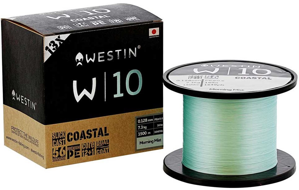 Westin W10 Coastal 1500 M Gevlochten Vislijn Zilver 0.100 mm