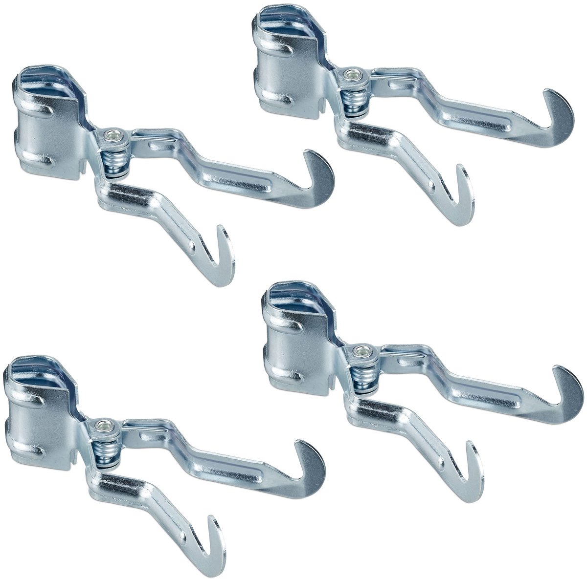 Campingcliphaken, set van 4, tentstokhaken, max. 25 mm, metaal, tentkledinghaak, zilver